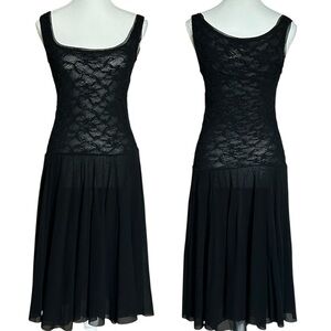 fuzzi midi lace mesh see through dress